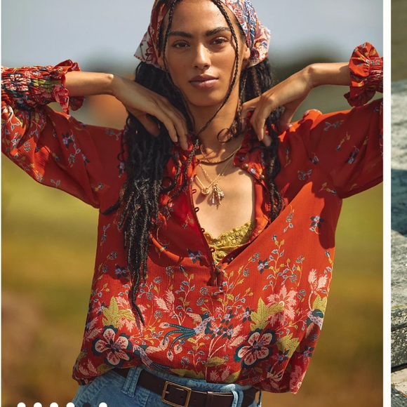 Anthropologie Floral Chiffon Blouse Size S - Picture 2 of 11